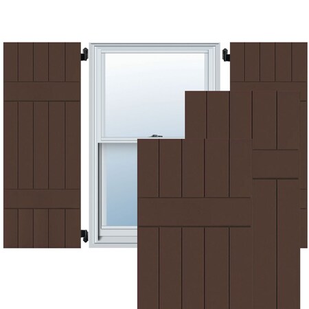 Ekena Millwork Exterior 5 Board (2 Batten) Real Wood Pine Board-n-Batten Shutters, Tudor Brown PR, RWB18X052TBP RWB18X052TBP
